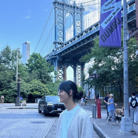 Joohyung Yun under the Manhattan Bridge, DUMBO